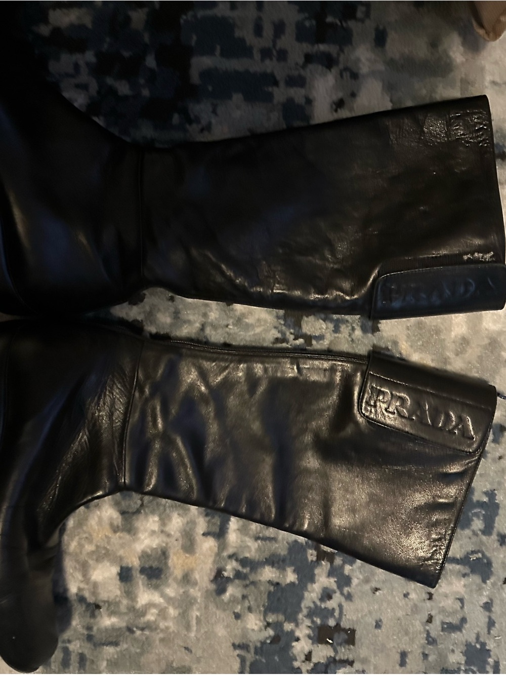Prada Black Leather Tall Riding Boots - Picture 2 of 7